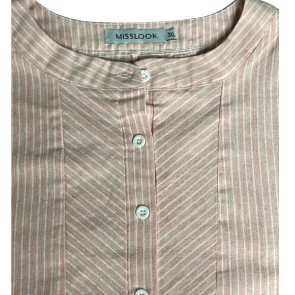 Misslook Pink White Boyfriend Tunic High Low‎ Shirt 3XL - Picture 5 of 7